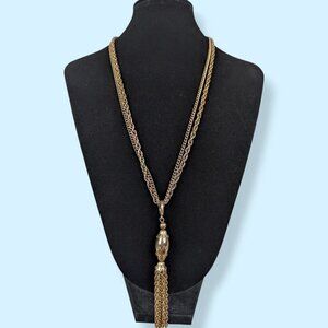 V. 2-Strand Chain Tassel Pendant Necklace